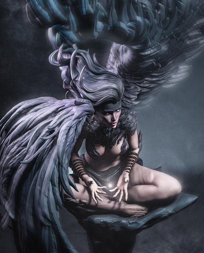 Mystical Sphinx Guardian Garage Kit - Celestial Riddle-Giver Statue 1:6 Scale - 3D Printed Ancient Myth Resin Figure
