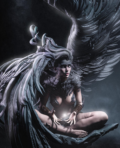 Mystical Sphinx Guardian Garage Kit - Celestial Riddle-Giver Statue 1:6 Scale - 3D Printed Ancient Myth Resin Figure