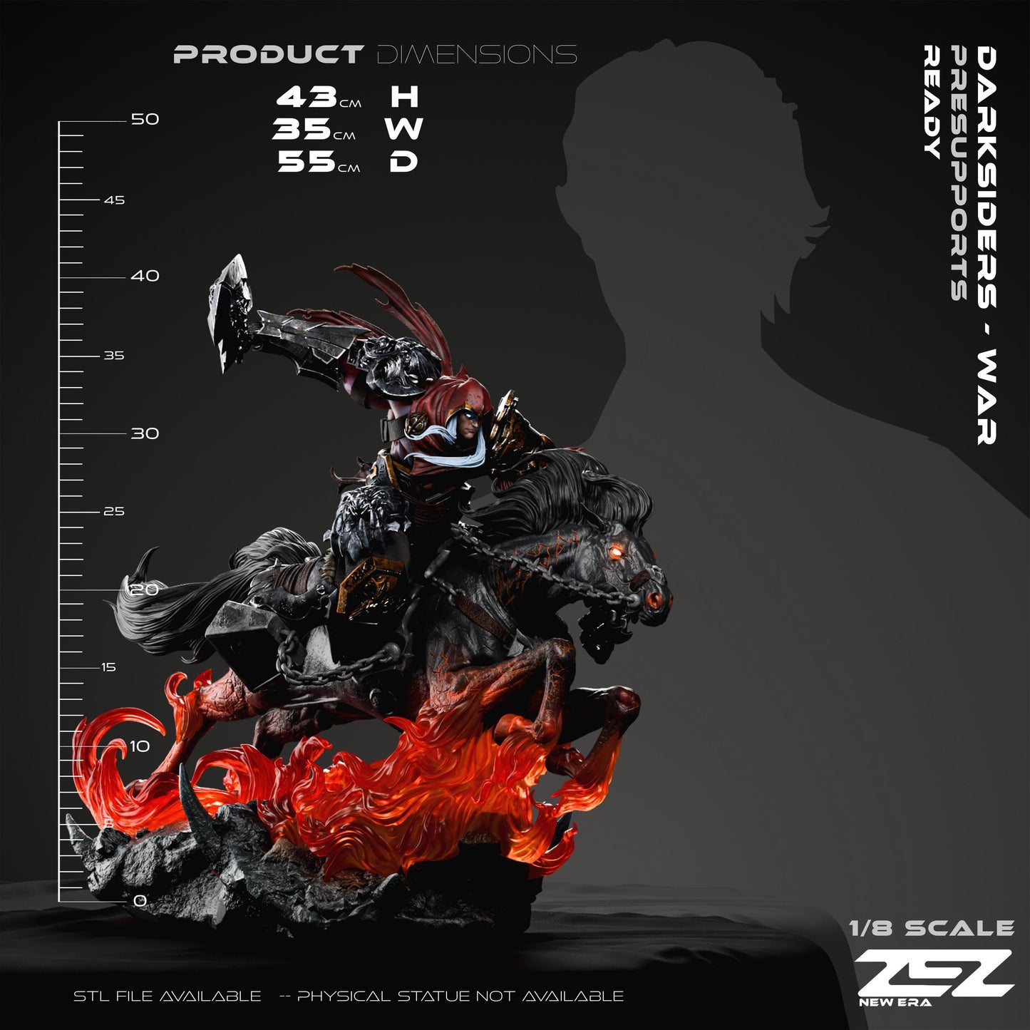 Aspect of War Garage Kit - Demonic Horseman Statue 1:8 Scale - 3D Printed Apocalyptic Harbinger Resin Figure