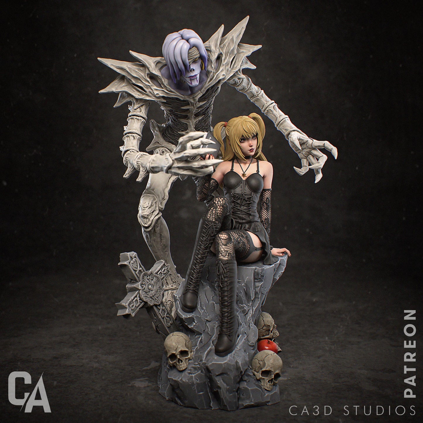Gothic Note Maiden Garage Kit - Shinigami Shadow Diorama 1:6 Scale - 3D Printed Dark Idol Resin Figure