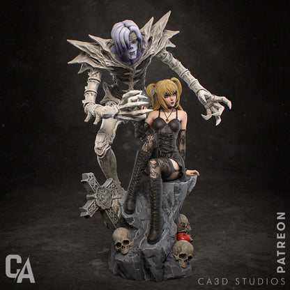 Gothic Note Maiden Garage Kit - Shinigami Shadow Diorama 1:6 Scale - 3D Printed Dark Idol Resin Figure
