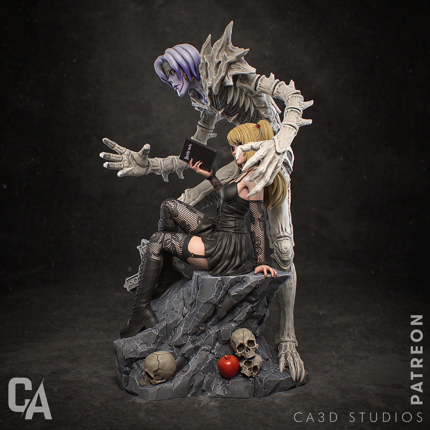 Gothic Note Maiden Garage Kit - Shinigami Shadow Diorama 1:6 Scale - 3D Printed Dark Idol Resin Figure