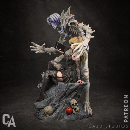 Gothic Note Maiden Garage Kit - Shinigami Shadow Diorama 1:6 Scale - 3D Printed Dark Idol Resin Figure