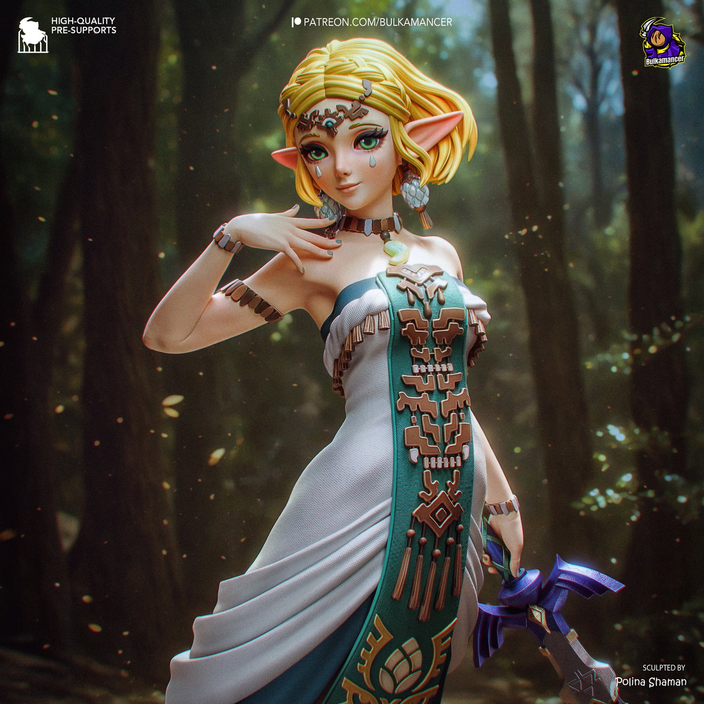 Wild Kingdom Princess Garage Kit - Elven Royalty Statue 1:8 Scale - 3D Printed Sacred Sword Heroine Resin Figure