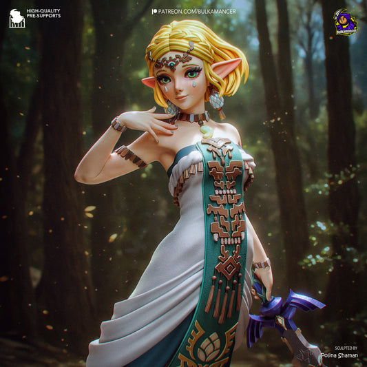 Wild Kingdom Princess Garage Kit - Elven Royalty Statue 1:8 Scale - 3D Printed Sacred Sword Heroine Resin Figure