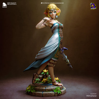 Wild Kingdom Princess Garage Kit - Elven Royalty Statue 1:8 Scale - 3D Printed Sacred Sword Heroine Resin Figure