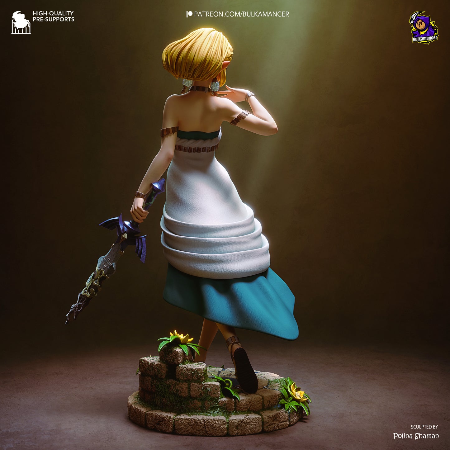 Wild Kingdom Princess Garage Kit - Elven Royalty Statue 1:8 Scale - 3D Printed Sacred Sword Heroine Resin Figure
