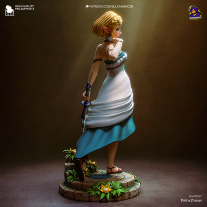 Wild Kingdom Princess Garage Kit - Elven Royalty Statue 1:8 Scale - 3D Printed Sacred Sword Heroine Resin Figure