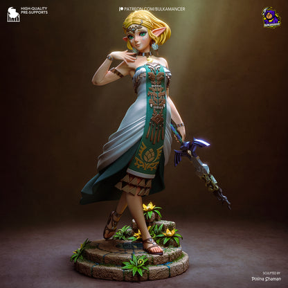 Wild Kingdom Princess Garage Kit - Elven Royalty Statue 1:8 Scale - 3D Printed Sacred Sword Heroine Resin Figure